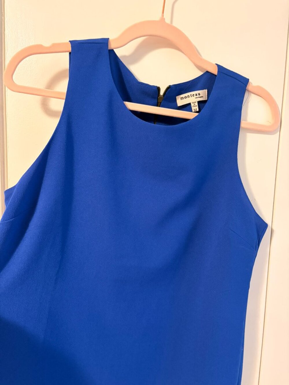 ✨ Monteau Los Angeles Cobalt Royal Blue Scalloped Shift Dress ✨ - Picture 4 of 7